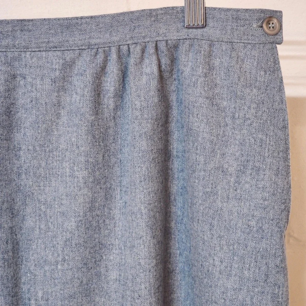 50's‎ Vintage Pendleton Blue Virgin Wool Skirt Midi Elastic Waist Pocket Winter